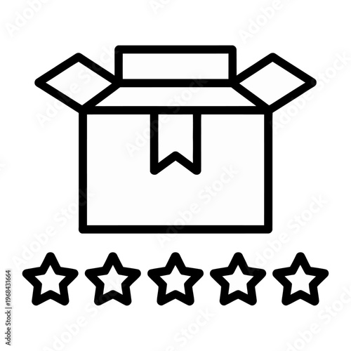 Vector icon of an open box and five stars underneath