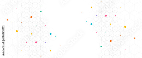 Hexagons pattern on gray background. Genetic research, molecular structure. Chemical engineering. Concept of innovation technology. Used for design healthcare, science and medicine background