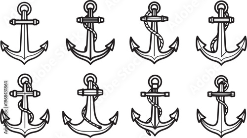 Line drawings of various types of wrought iron wall lamps Vector