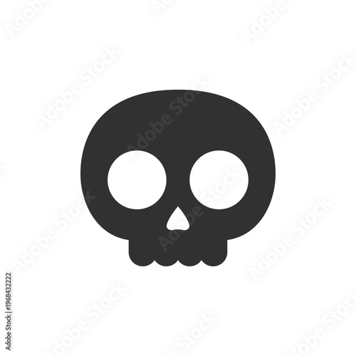 Simple skull icon. Human skeleton head and death symbol. Monochrome black and white symbol