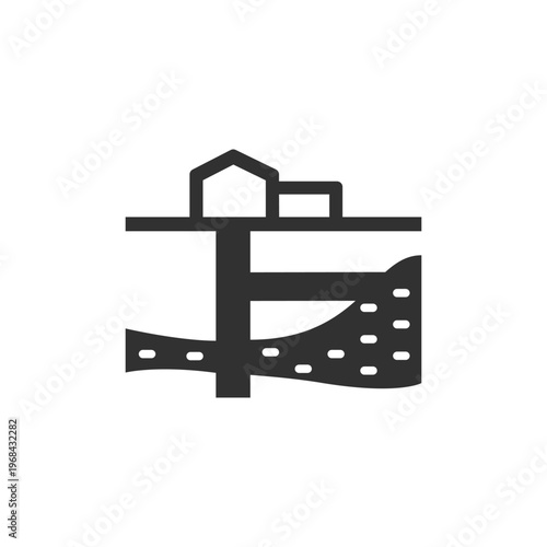 Underground mine cross section icon. Mining shaft and mineral deposit concept. Monochrome black and white symbol