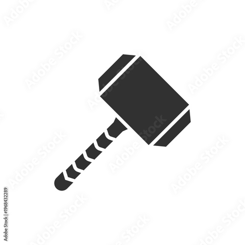 War hammer icon. Fantasy heavy weapon. Monochrome black and white symbol