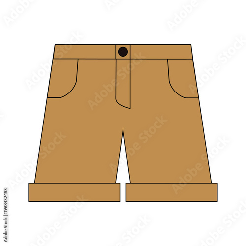 暑い日に穿くシンプルなハーフパンツのイラスト_茶