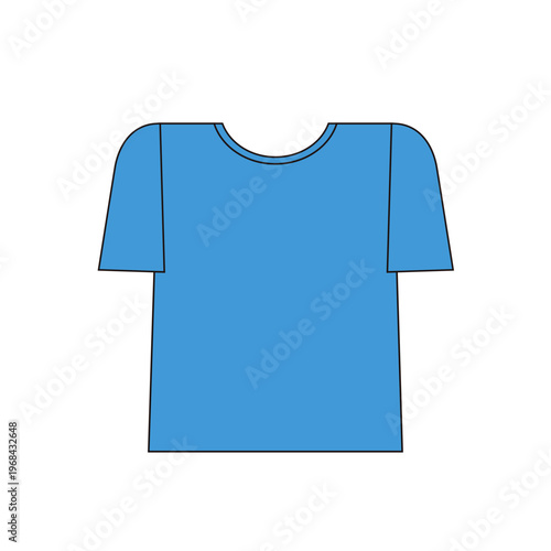 暑い日に着るシンプルな半袖Tシャツのイラスト_青