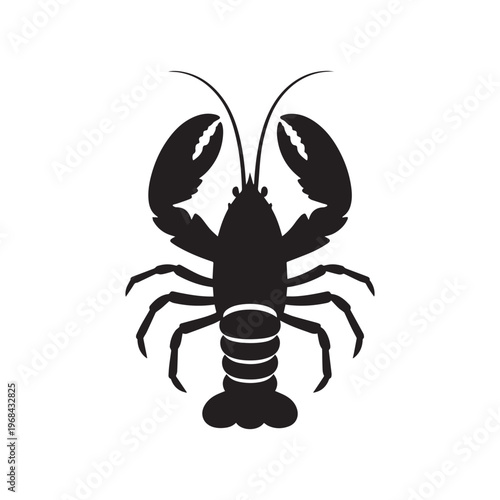  Minimalist Black Silhouette Icon Of A Lobster For Seafood And Restaurant Branding.