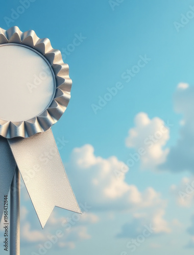 A beautiful white rosette against a clear blue sky, perfect for decoration or celebration