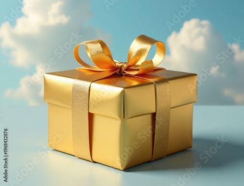 A beautifully wrapped gift box with a golden ribbon, perfect for special occasions