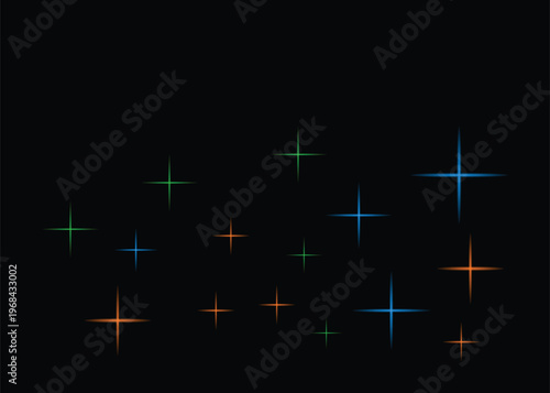 Abstract digital art a collection of vibrant colorful crosses against a deep black background creating a striking visual contrast