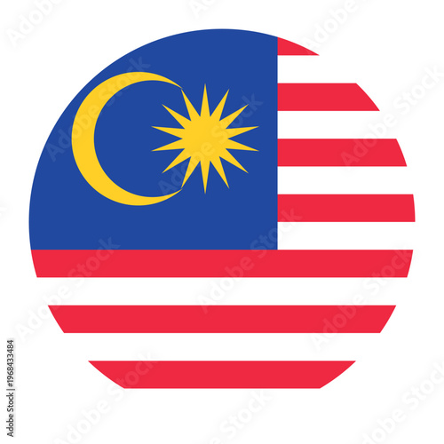Round flag of Malaysia icon isolated on white background.