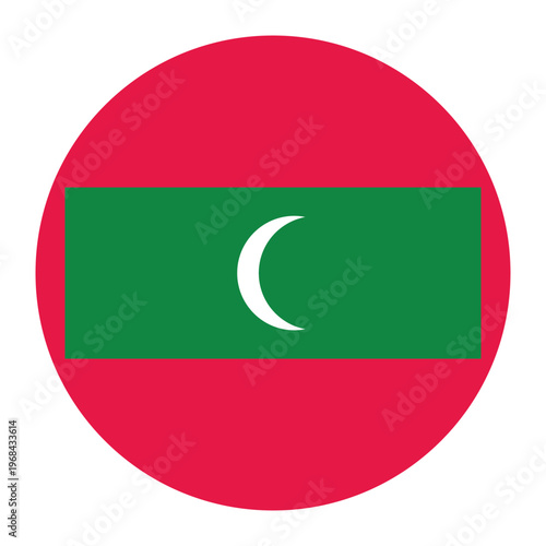 Round flag of Maldives icon isolated on white background.
