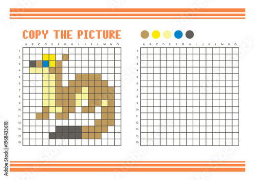 Copy the picture grid drawing worksheet for kids. Pixel art ferret