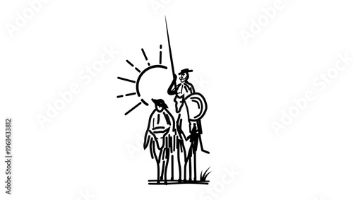 portrait of Don Quixote, black isolated silhouette