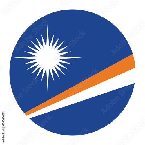 Round flag of Marshall Islands icon isolated on white background.