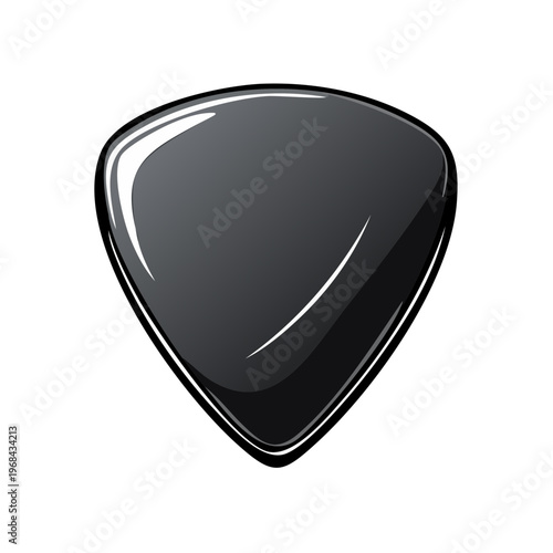 Shiny dark guitar pick illustration with reflection