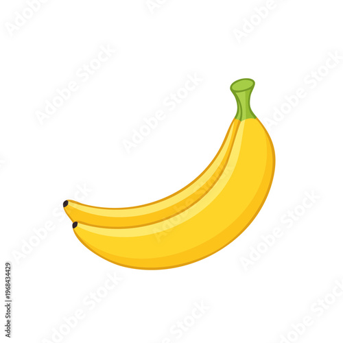 Bunch of ripe yellow bananas with green stems vector illustration