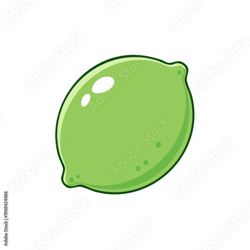 Vibrant green lime cartoon illustration isolated on white background