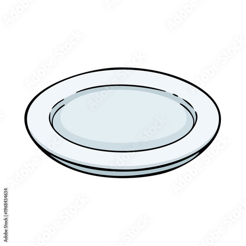 Simple hand-drawn illustration of a clean white dinner plate