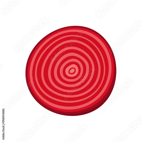 Isolated illustration of a sliced red beet showing concentric rings and vibrant color on white background