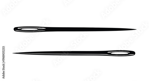 Two sewing needles displayed against a white background a striking silhouette