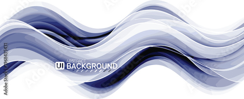 Abstract Fluid Wave Background Design with Blue and White Gradient for Modern UI and Digital Art