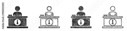 Sketch information desk icon design set
