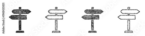 Sketch direction sign icon design set