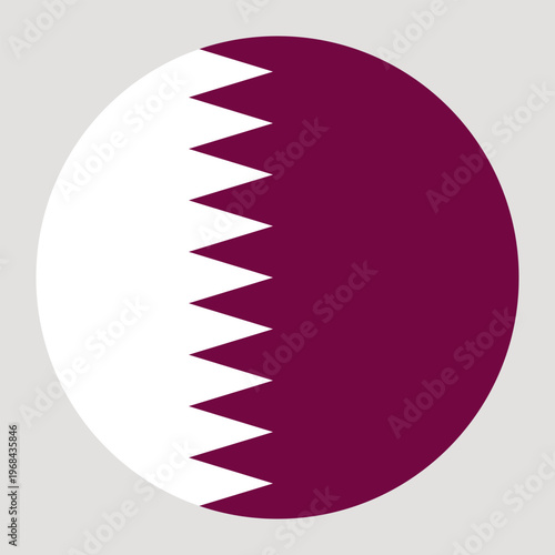 Round flag of Qatar icon isolated on light grey background.