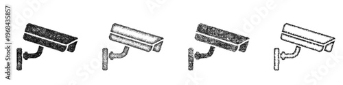Sketch surveillance camera icon design set