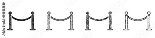 Sketch rope barrier icon design set