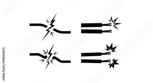 Electrical wires sparking and breaking a dramatic black silhouette