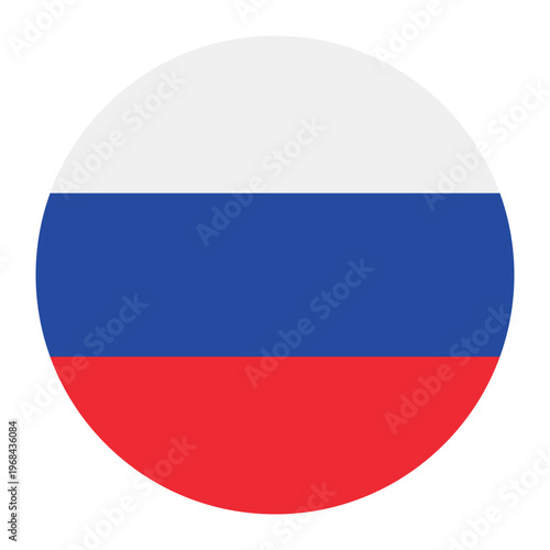 Round flag of Russia icon isolated on white background.