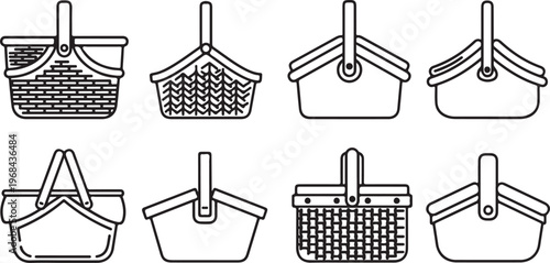 Line drawings of various types of handbags and purses Vector