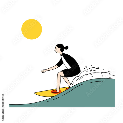 Surfer Riding Wave in UV Rashguard