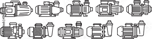 A series of trucks with varying cargo configurations and trailer designs Vector