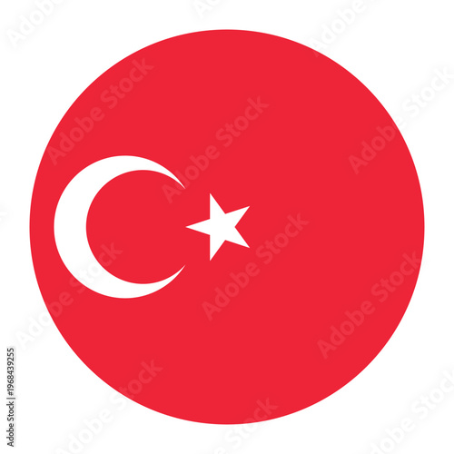 Round flag of Turkey icon isolated on white background.