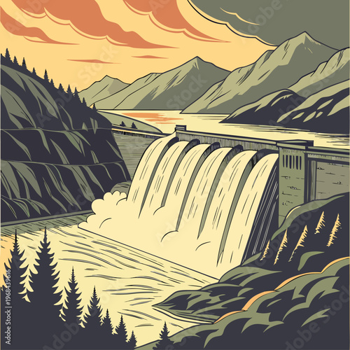 Majestic Dam at Sunset