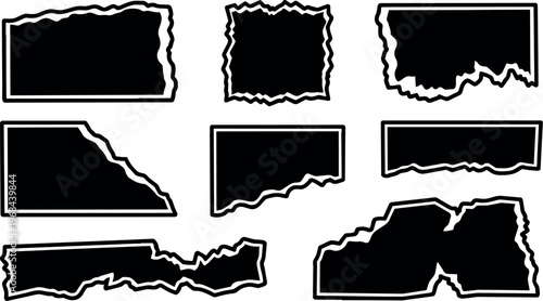 Black and white silhouette vector art of south dakota kansas connecticut new hampshire oklahoma tennessee and north dakota states
