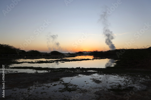 The steaming lakes of the Alalobad geothermal site, Ethiopia