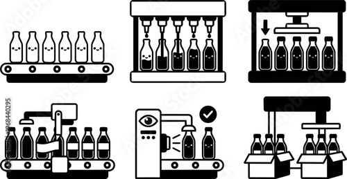 Beverage bottling production line with cute bottles