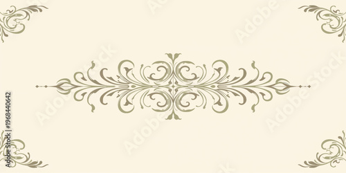 Vintage floral vector frame with ornate retro flower pattern and swirl leaf ornament for wedding invitation card decoration design illustration