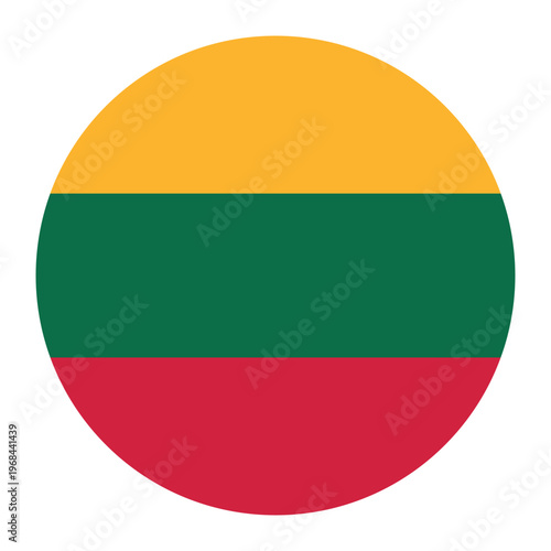 Round flag of Lithuania icon isolated on white background.