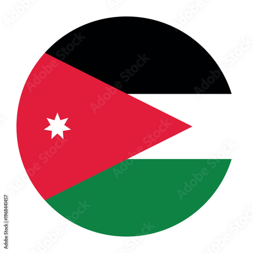 Round flag of Jordan icon isolated on white background.