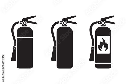 Fire safety icon, fire extinguisher vector symbol for emergency preparedness