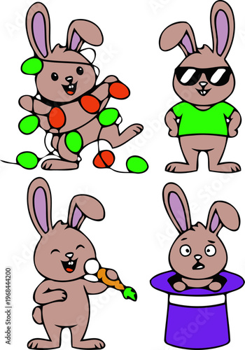 Easter rabbit, easter Bunny. Vector illustration.