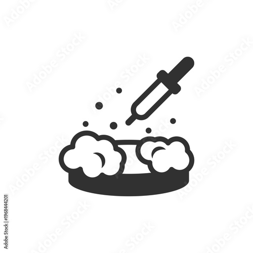Chemical dropper icon. Pipette laboratory tool and liquid experiment. Monochrome black and white symbol