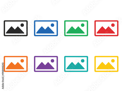 Image Gallery Icon Set Photo Picture UI Icons Flat Vector Collection