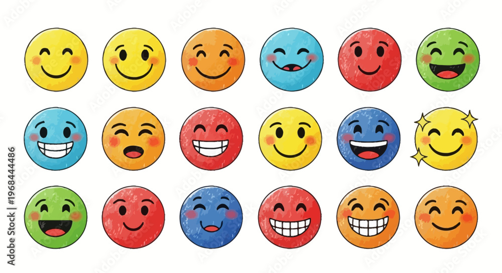 Fototapeta premium Colorful Smiley Face Emoticon Icons.