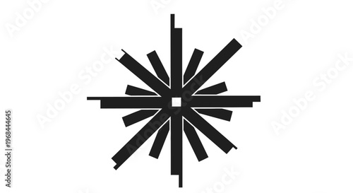 Black Starburst Shape Design Element.