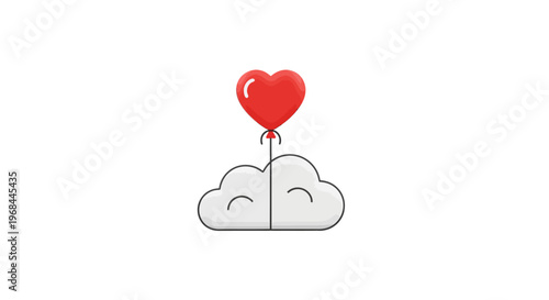Heart Balloon Flying Cloud.