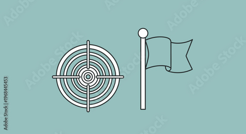 Illustration of a target with concentric circles and a flag symbolizing achievement or goal setting.